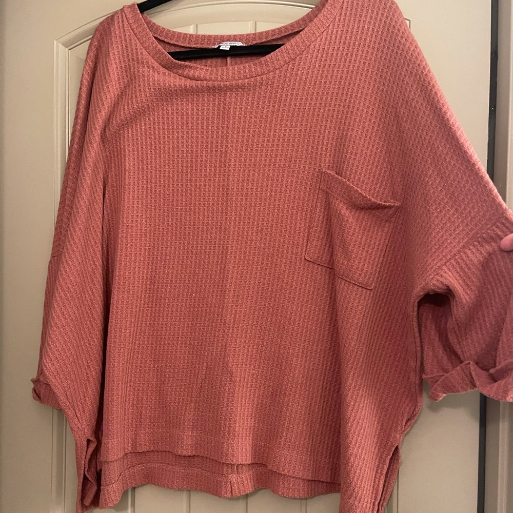 Burnt orange waffle knit